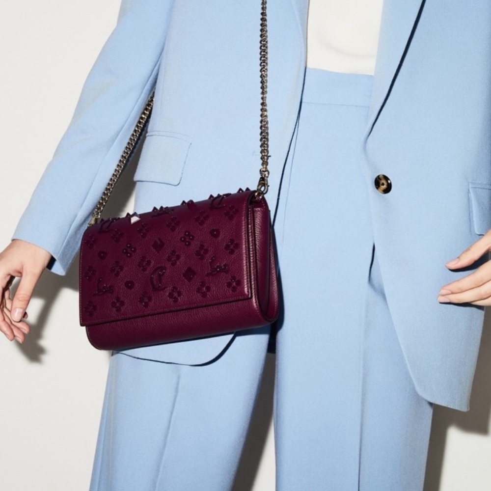 Christian Louboutin Paloma Wallet on Chain in Loubinthesky Leather in Merlot